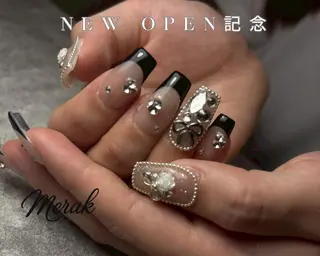 ネイル メラク難波/長さだし パラジェルフィルインのネイルデザイン