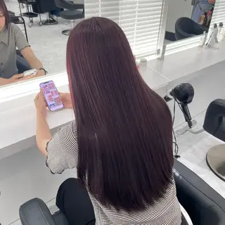 ロング カラー ラベンダー💜 グレージュ🩶のヘアスタイル