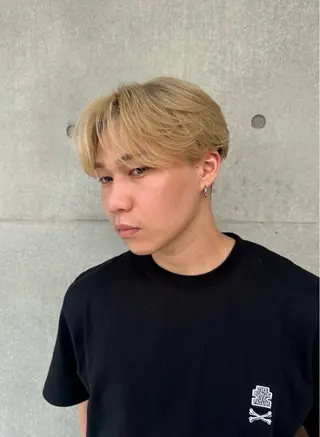 ミディアム カラー メンズ 💈ニュアンスパーマ センターパート💈のヘアスタイル