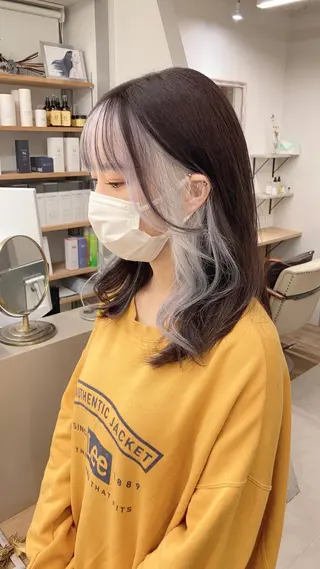 セミロング カラー Chainon 山中 拓也のヘアスタイル