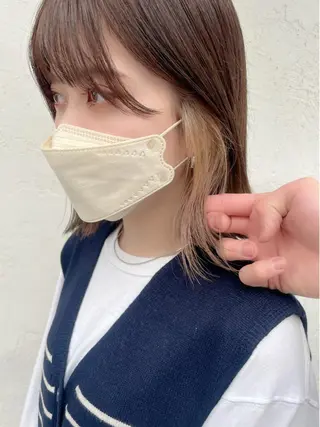 ミディアム カラー 顔周りカット 【オノザワリョウ】のヘアスタイル