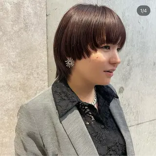 ショート カラー ショートウルフくせ毛 お任せくださいのヘアスタイル