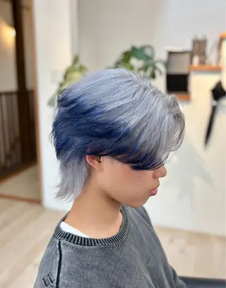 ショート カラー メンズ RAIA💎ケア ブリーチ&パーマ💎のヘアスタイル
