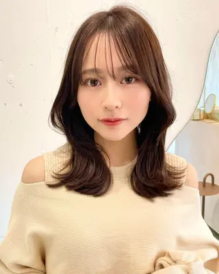 ミディアム カラー 上品ヘア🤍顔周り/ レイヤー✨/林遼一郎のヘアスタイル