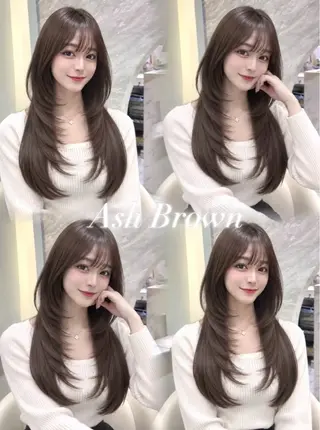 セミロング カラー ヘアアレンジ 🖤kana韓国ヘア 艶髪カラー特化🖤のヘアスタイル