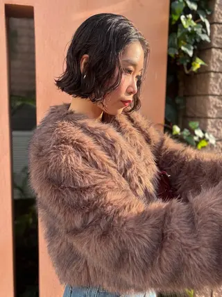 ミディアム パーマ オカモト ハルカのヘアスタイル