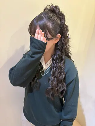 ロング ヘアアレンジ ボウ🪞ヘアセット /メイク/マツパのマツエク・マツパデザイン