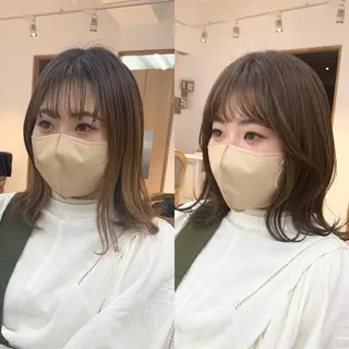 ミディアム カラー パーマ ヘアアレンジ メンズ キッズ ネイル マツエク・マツパ 似合せレイヤー/ 柔らか透明感カラーのヘアスタイル