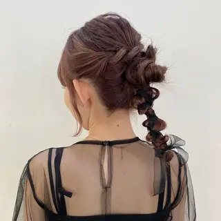 セミロング カラー ヘアアレンジ まつ毛パーマ/ ゆうかのマツエク・マツパデザイン