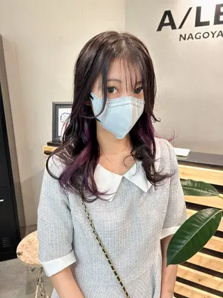 ミディアム カラー ウルフカット レイヤーカット上柿のヘアスタイル