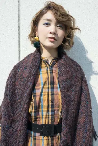 ショート パーマ ヘアアレンジ 髪質改善/デザイン/ 天王寺/奥野和広のヘアスタイル