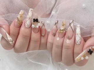 ロング カラー 波 なみのネイルデザイン