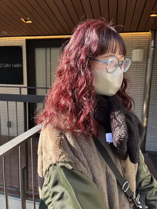 ミディアム カラー 暖色/パーマ 🌼クニトウメイのヘアスタイル