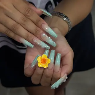 ネイル 🎀うかん 🎀チップ長さ出しのネイルデザイン