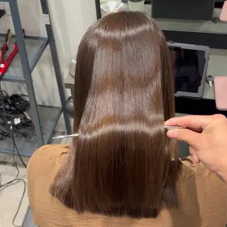 ミディアム 縮毛矯正 ×髪質改善きりのヘアスタイル