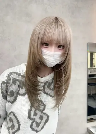 セミロング カラー ヘアアレンジ 境町/透明感カラー/ レイヤー/中茎涼太のヘアスタイル