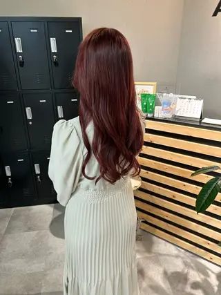 ミディアム カラー ウルフカット レイヤーカット上柿のヘアスタイル
