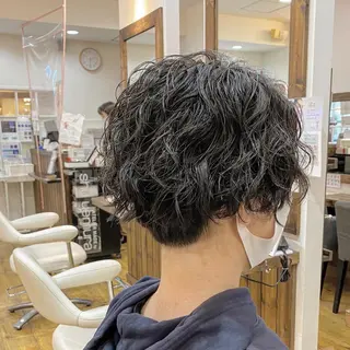 ミディアム パーマ メンズ 原田 涼矢のヘアスタイル