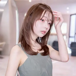 セミロング カラー 新宿/レイヤー/ 透明感カラーしょうごのヘアスタイル
