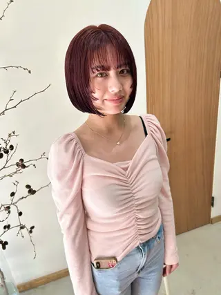 ショート カラー パーマ ヘアアレンジ デザインカラー/ボブ ブリーチカラー/ユリのヘアスタイル