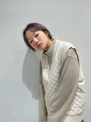 ショート カラー 鈴木/ボブ/ ミルクティー/ピンクのヘアスタイル