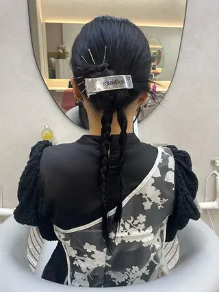 ロング カラー ヘアアレンジ レイヤー/顔周り/ 透明感カラー/ななのヘアスタイル