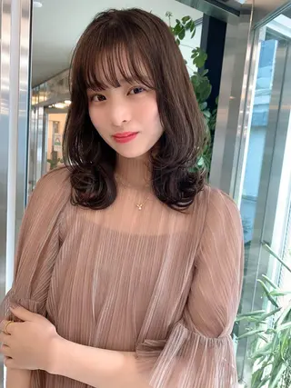 ミディアム カラー 透明感カラー✂︎ /縮毛矯正/YUKAのヘアスタイル