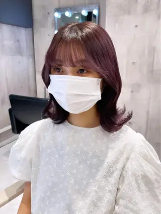 ミディアム カラー パーマ ヘアアレンジ メンズ キッズ ネイル マツエク・マツパ アイブロウ レイヤー/ダブル カラー/YURINAのヘアスタイル