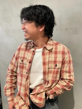 ミディアム パーマ メンズ 優作 〜圧倒的信頼〜のヘアスタイル