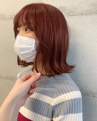 ミディアム カラー 透明感カラー✂︎ /縮毛矯正/YUKAのヘアスタイル