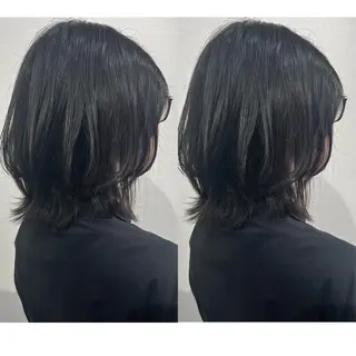 ミディアム 切っぱなし💇‍♀️ イヤリング🎨龍之介のヘアスタイル