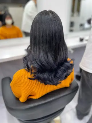 ミディアム カラー パーマ ヘアアレンジ メンズ キッズ ネイル マツエク・マツパ アイブロウ 🦋縮毛/韓国レイヤ ー/透明感カラー🦋のヘアスタイル