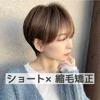 ショート パーマ 縮毛矯正/艶髪/ 透明感カラー/たくまのヘアスタイル