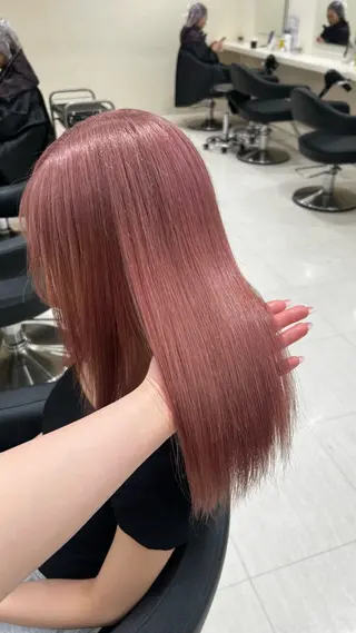 セミロング カラー ヘアアレンジ 韓国レイヤー&ピンク 艶髪🩶maikoのヘアスタイル