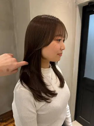 セミロング 新宿/顔周りカット +レイヤー=しずく♩のヘアスタイル