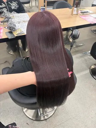 ロング カラー 💗愛され暖色💗 ピンク/レッド💗のヘアスタイル