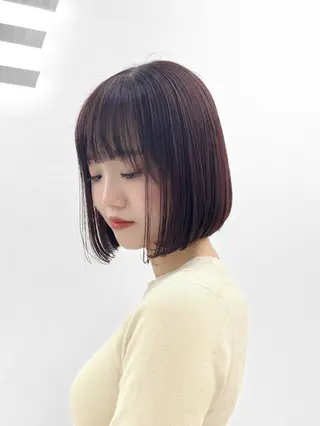 ショート カラー ヘアアレンジ 縮毛矯正🤍 盛れるボブ/ひかりのヘアスタイル