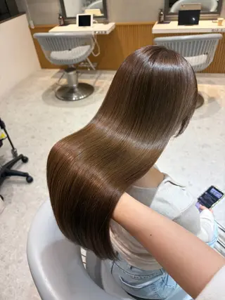 セミロング カラー 美髪矯正/レイヤー ベージュ/はるかのヘアスタイル