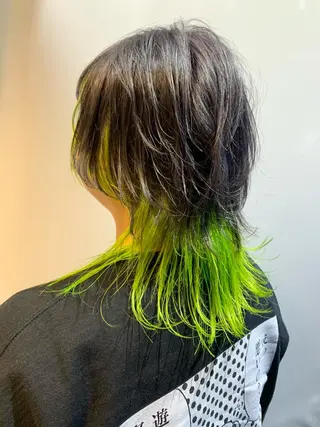 セミロング メンズ ウルフ、レイヤー 、メンズカットSHOのヘアスタイル