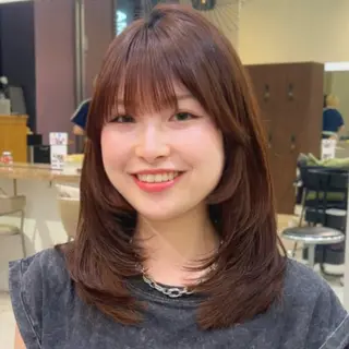 ミディアム カラー まとまるボブ/縮毛矯 生🌿あおい✨のヘアスタイル