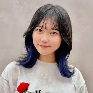 セミロング カラー 髪質改善⌇透明感 カラー⌇川上葵のヘアスタイル