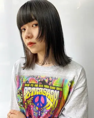 ミディアム カラー ヘアアレンジ 福岡似合わせレイヤー /ウルフ/ハイトーンのヘアスタイル
