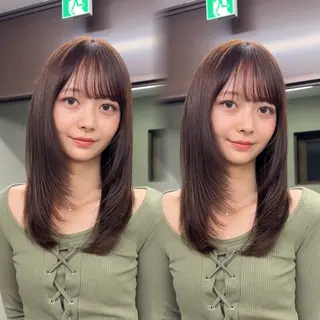 ミディアム カラー 顔周り✂️透明感 レイヤー/みっきーのヘアスタイル