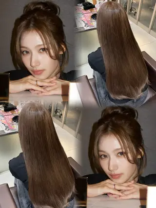 セミロング カラー 🤎韓国ヘア ベージュ まゆか🤎のヘアスタイル
