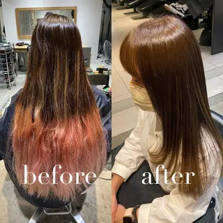 ロング カラー 髪質改善🌈縮毛矯正 荻原 達矢のヘアスタイル