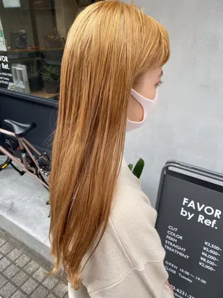 ロング カラー 暖色カラー🍊 ボブ🌿顔周りcutのヘアスタイル