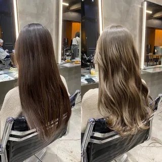 セミロング カラー 透明感カラー🌿 グレージュ🐺陽介のヘアスタイル