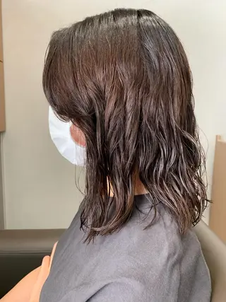 セミロング カラー パーマ ボブパーマコテ巻き風 パーマNo1深江秀平のヘアスタイル