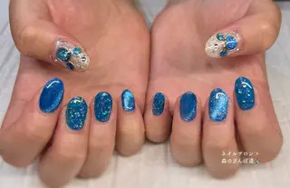ネイル ショートネイル 森のさんぽ道のネイルデザイン