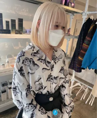 ミディアム カラー ✨艶ブリーチカラー ✨四ノ宮裕己のヘアスタイル